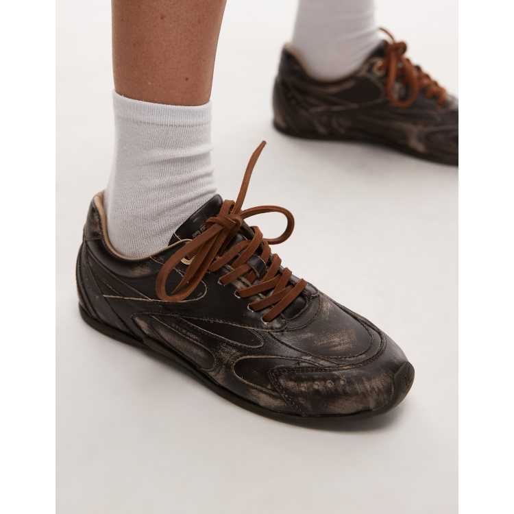 Bronx Myr-aa sneakers in chocolate vintage brush off leather | ASOS
