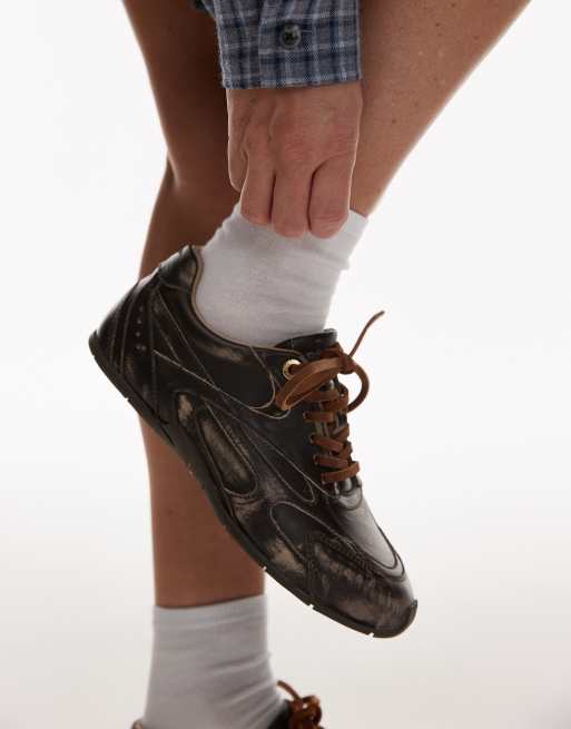 Bronx Myr-aa sneakers in chocolate vintage brush off leather | ASOS