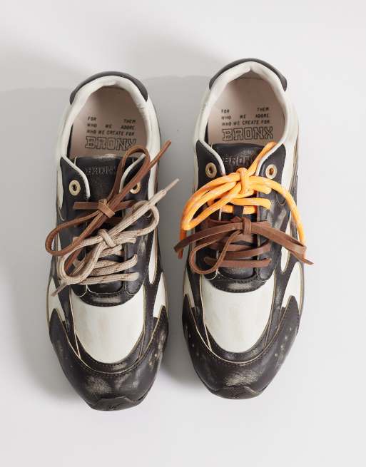 Bronx Myr-aa sneakers in gewassen koffietint en gebroken wit, 3 van 5