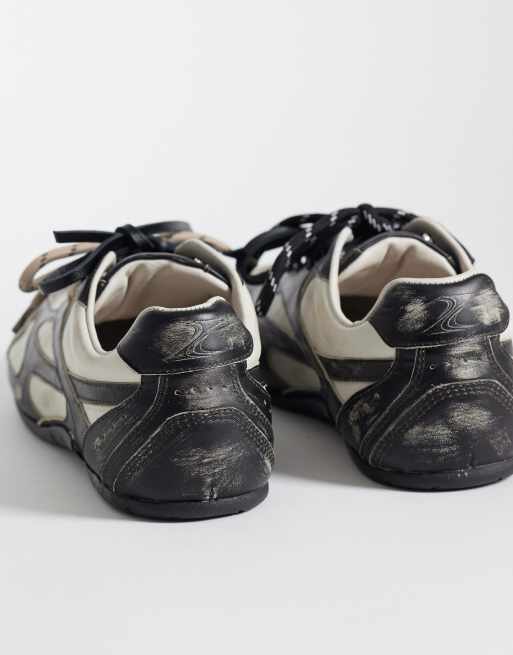 Bronx Myr-aa sneakers in gewassen zwart en gebroken wit, 2 van 5
