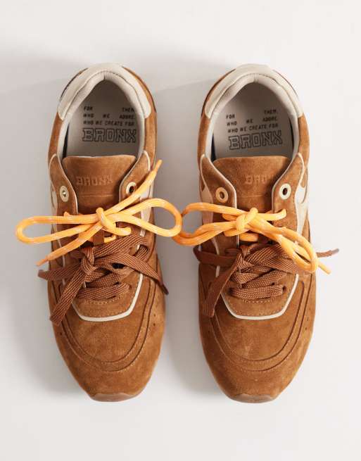 Bronx - Myr-aa - Sneakers in karamel lichtbeige suède, 3 van 5