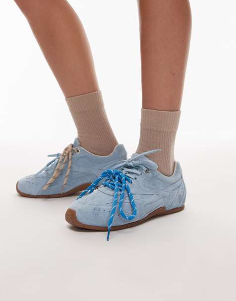 Bronx - Myr-aa - Suède sneakers met veters in babyblauw - view 1