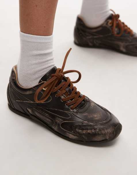 Bronx Myr-aa trainers in chocolate vintage brush off leather - view 1