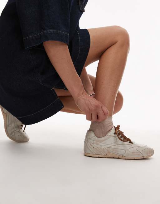Bronx Myr-aa trainers in off white vintage brush off leather