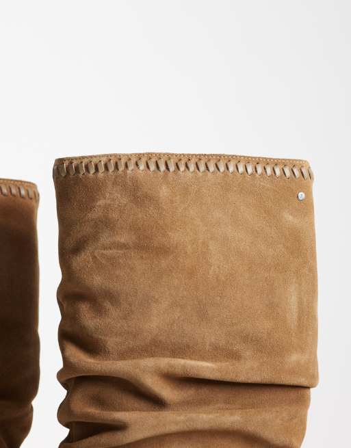 Bronx New-Americana slouchy heeled knee boots in dark natural suede, 3 of 4