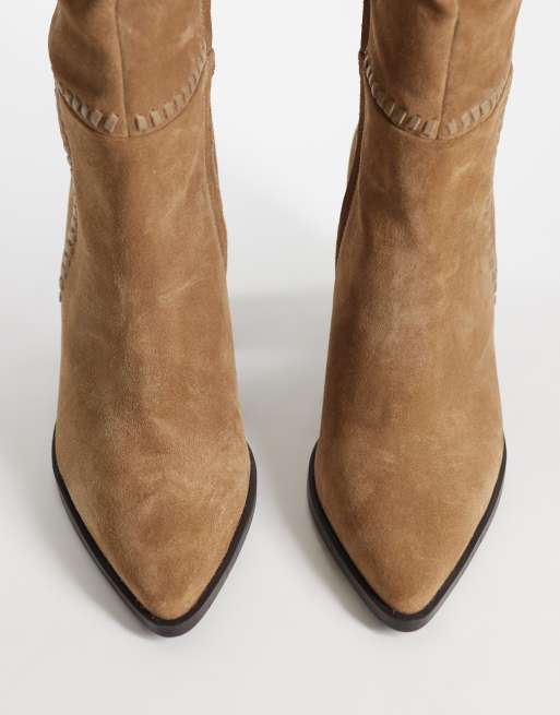 Bronx New-Americana slouchy heeled knee boots in dark natural suede, 4 of 4