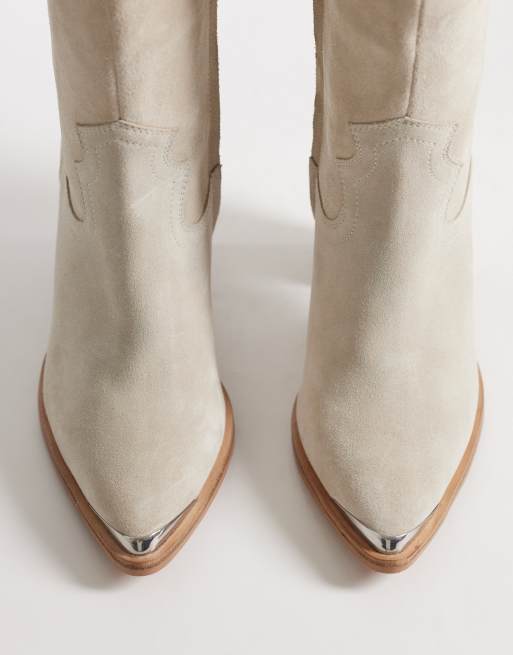 Bronx New-Americana western detail over the knee boots in sand suede, 3 of 4