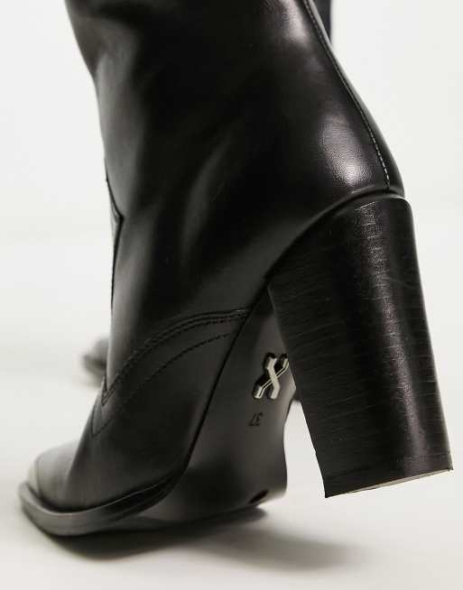 Bronx New Americana western knee boots in black leather