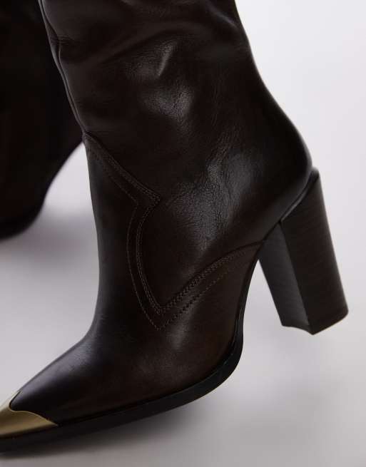 Bronx New Americana western knee boots in coffee bean brushed