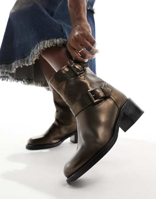 Bronx – New Camperos – Knöchelhohe Bikerstiefel in Bronze