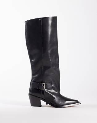 New-clint - Bottes montantes style western en cuir - Noir 38