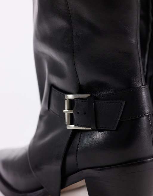 Bronx – New-Clint – Svarta, knähöga boots i läder och cowboystil, 3 av 4