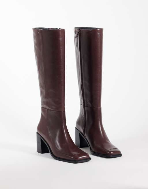 Bronx New-Corfu boots med fyrkantig tå till knät i djupt bordeaux, 2 av 4