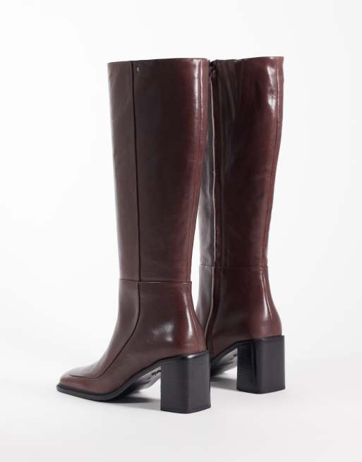 Bronx New-Corfu boots med fyrkantig tå till knät i djupt bordeaux, 4 av 4