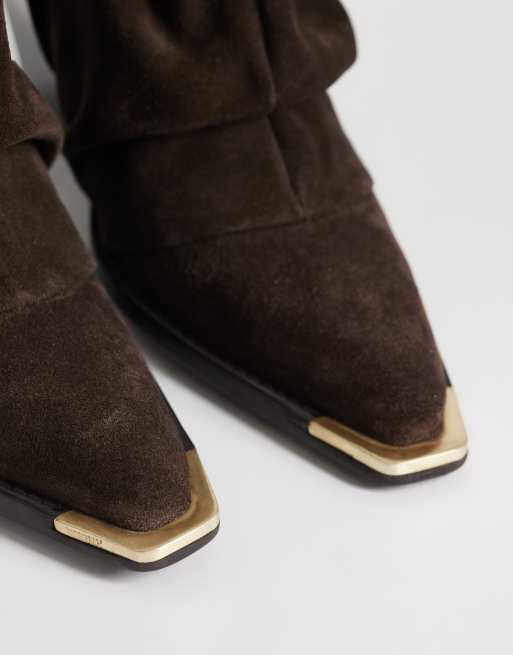 Bronx - New Kole - Bottes souples à talon style western en daim - Grain de café, 2 de 4