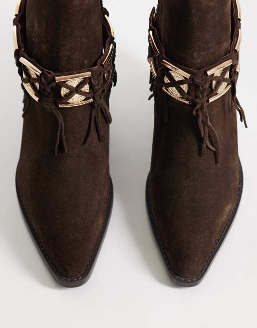 Bronx - New-kole - Bottines style western en daim à franges - Grain de café, 2 de 4