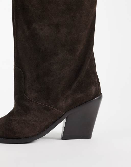 Bronx New-kole buckle western knee boots in coffee bean suede, 4 of 4