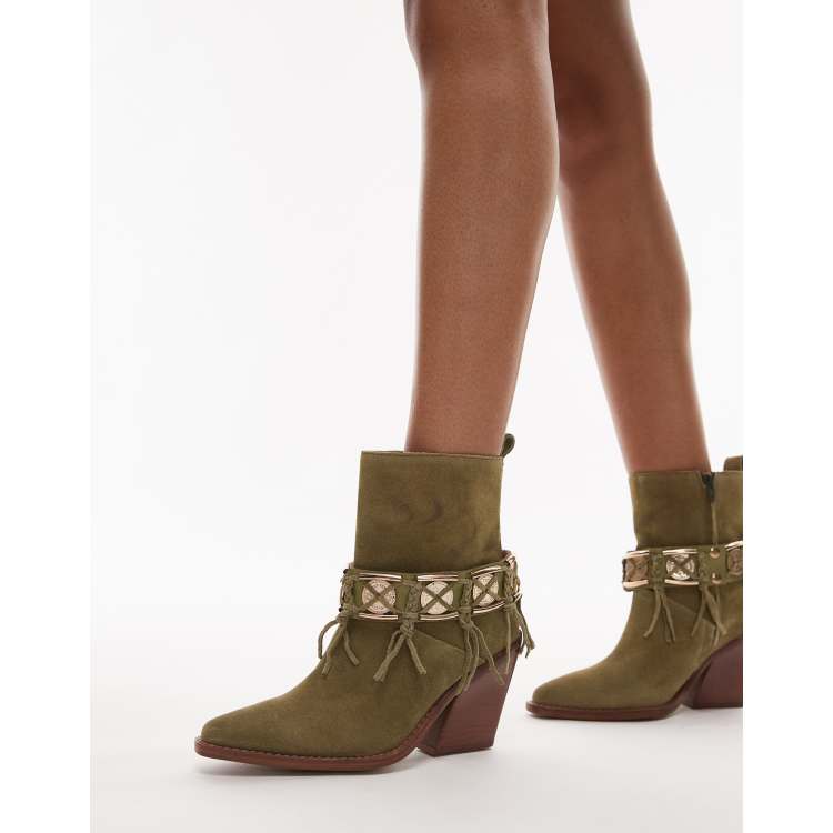 【COLOR iN ID】North Western Ankle Boots Lawless Distressed Western Boots - Square Toe