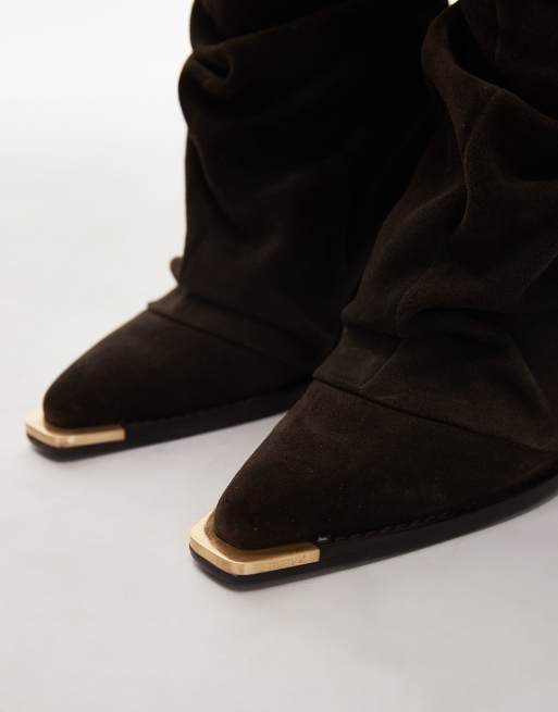 Bronx New-kole slouchy mid ankle boots in suede coffee bean