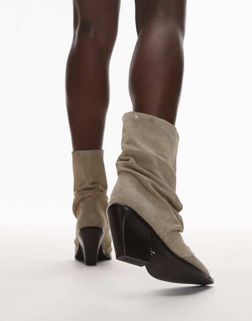 Bronx New-kole slouchy mid ankle boots in suede oatmilk, 3 of 4
