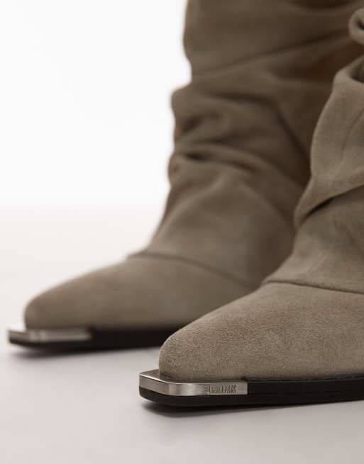 Bronx New-kole sloucy mid ankle boot in suede oatmilk, 2 of 4