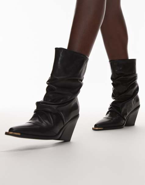 Bronx – New-kole – Svarta, slouchy ankelboots i läder med halvhög klack - view 1