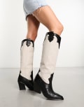 [Bronx] Bronx New Kole western knee boots in black / off white leather 36 BLACK/OFF WHITE