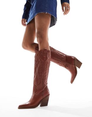 Bronx New Kole western knee boots in brown - ASOS Price Checker