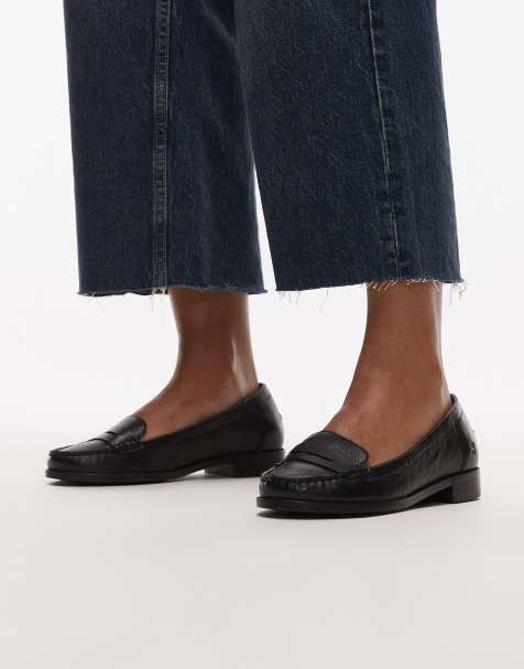 Bronx – New-Rana – Czarne skórzane loafersy penny - view 1