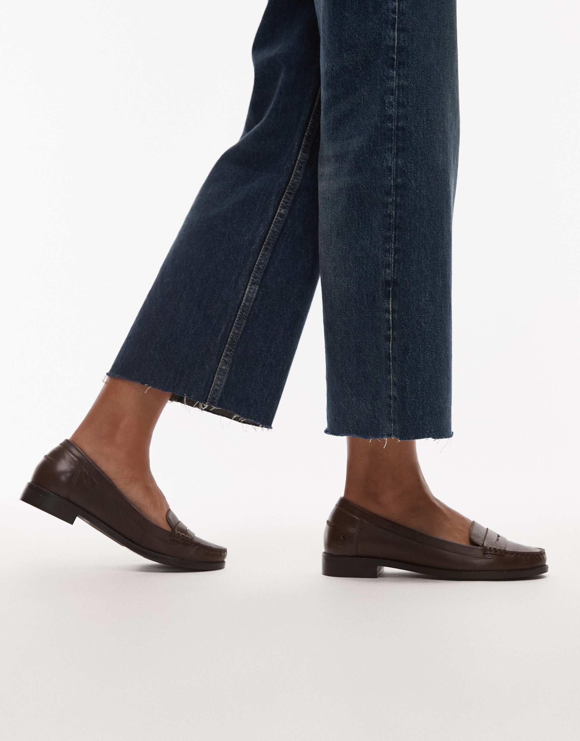 bronx new-rana penny loafers in leather chocolate