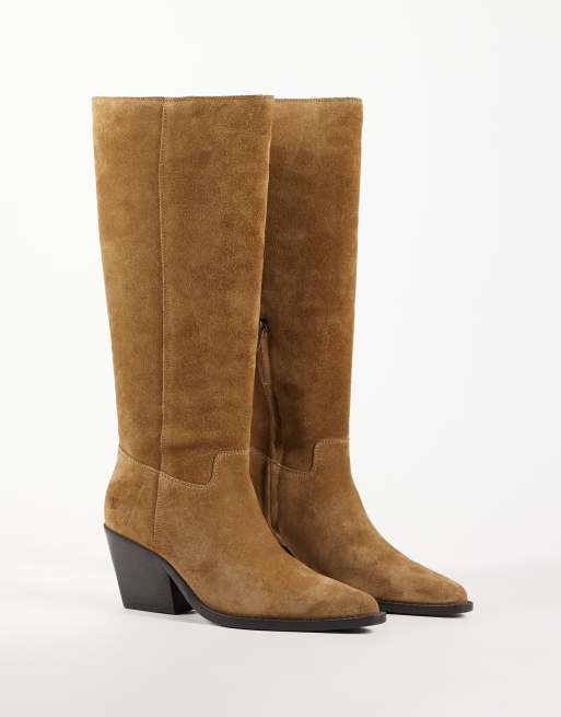 Bronx Next-Low-Kole bottes western à talon mi-hautes en daim naturel foncé, 2 de 4