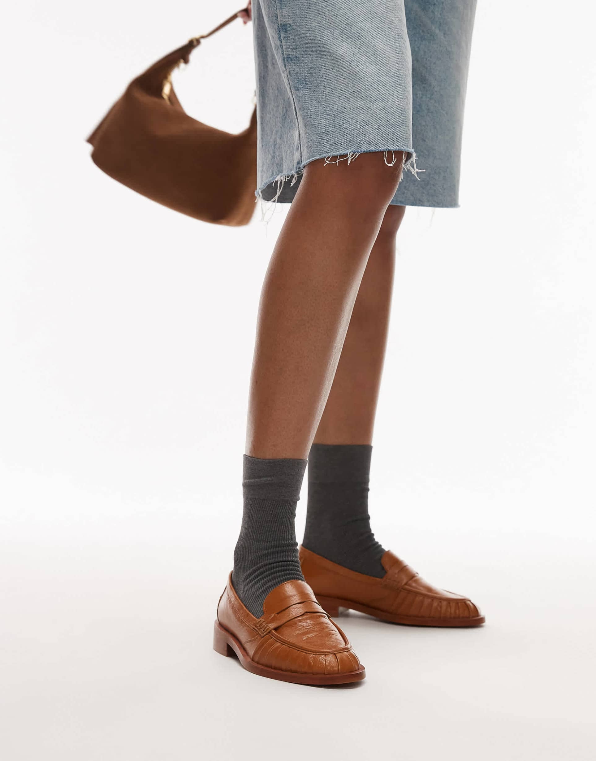 bronx next-wagon premium leather loafers in toffee