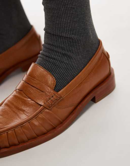 Bronx Next-Wagon premium leather loafers in toffee | ASOS