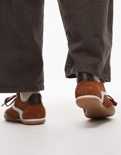 Bronx – Park-err – Kamelfärgade lädersneakers med kontrasterande snörning, 4 av 5