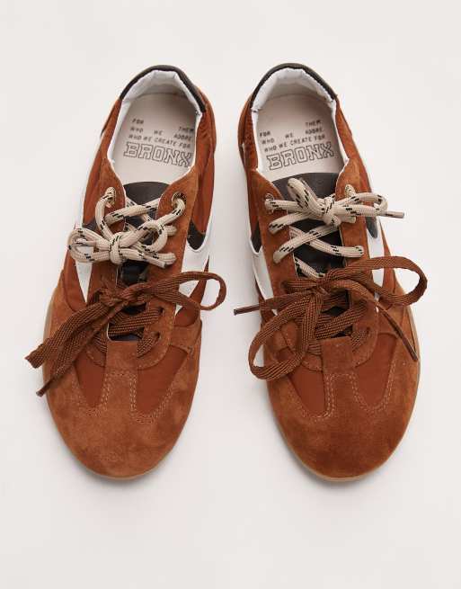 Bronx – Park-err – Kamelfärgade lädersneakers med kontrasterande snörning, 5 av 5