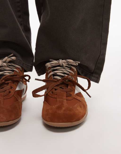 Bronx Park-err leather trainers with contrast laces in camel, 3 of 5