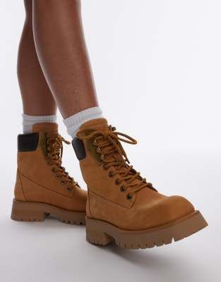 Bronx Qui-nn lace up ankle boots in mustard waxy nubuck-Brown