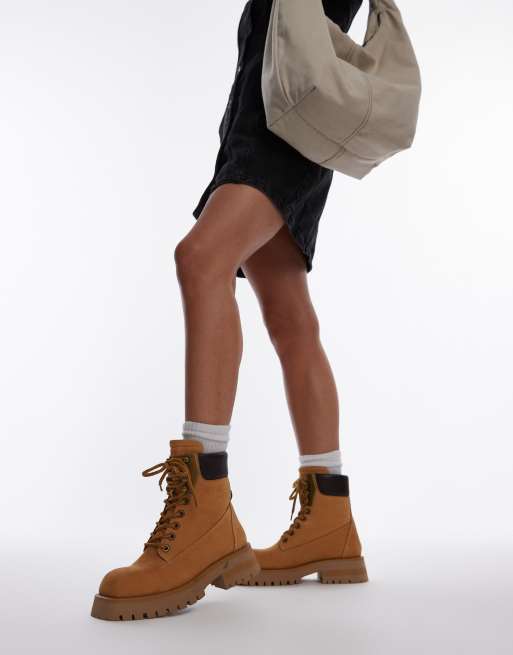 Bronx Qui nn lace up ankle boots in mustard waxy nubuck ASOS