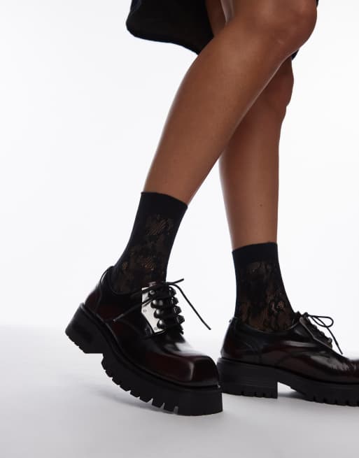 Bronx Qui nn lace up shoes in black bordeaux brush off leather ASOS