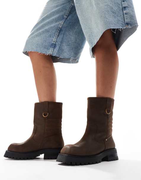 Bronx - Quinn - Bottines style motard en nubuck ciré - Grain de café - view 1