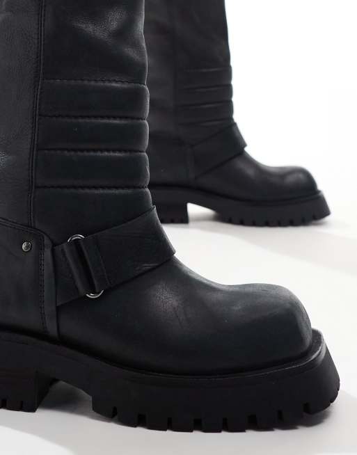 Bronx – Quinn – Kniehohe Biker-Stiefel aus gebürstetem Leder in