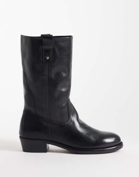 Bronx Rho-deo slouched ankle boots in black leather - view 1