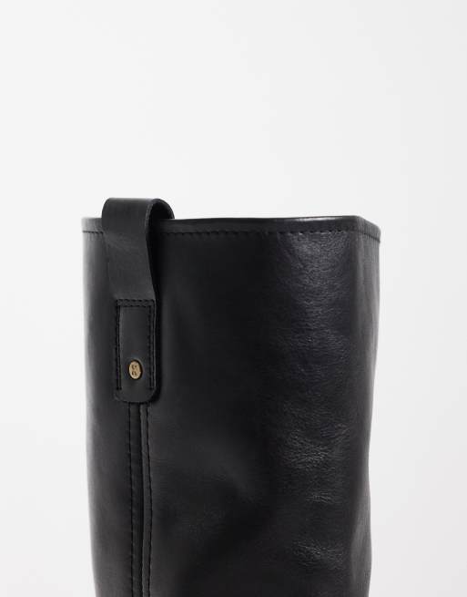 Bronx Rho-deo slouched ankle boots in black leather, 4 of 4