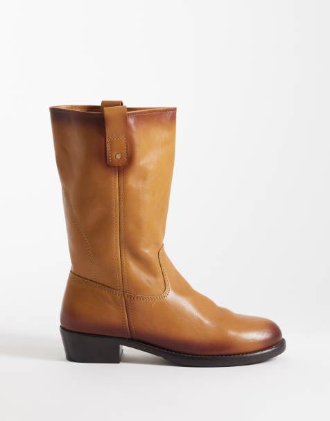 Bronx Rho-deo slouched ankle boots in mustard leather - view 1