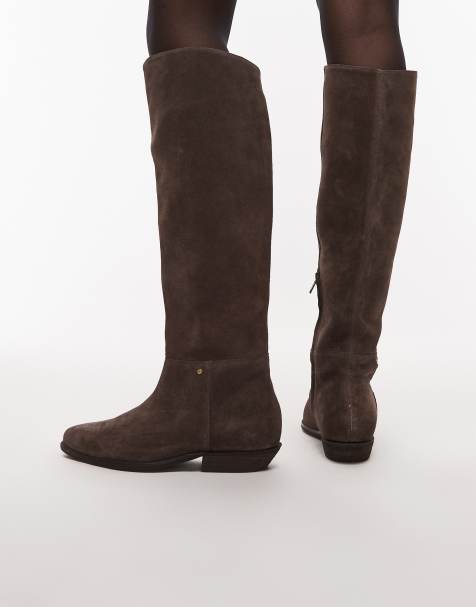 Bronx riding knee boots in suede coffee bean - view 1