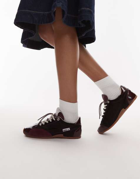 Bronx rubber sole sneakers in leather red - view 1