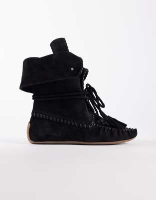 Bronx Savann-a Fringe Lace Up Ankle Boots In Black