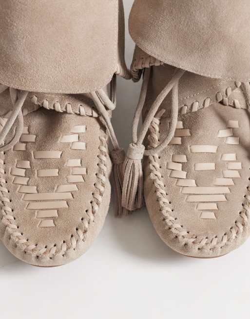 Bronx Savanna fringe lace up ankle boots in natural suede, 3 of 4