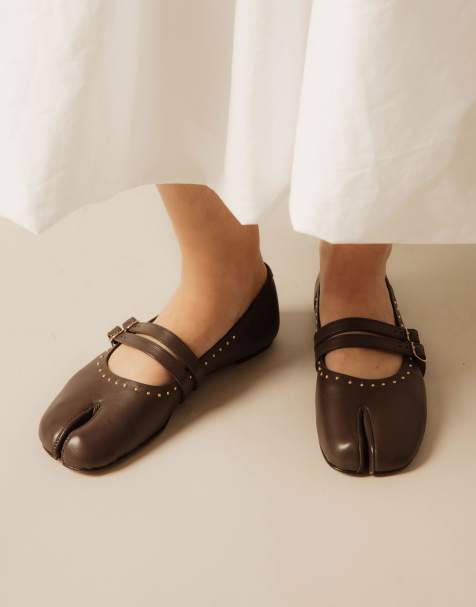 Bronx Semm-ie ballerina flats in brown soft leather - view 1