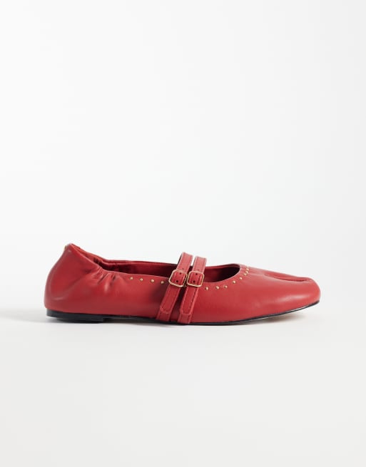 Bronx Semm-ie ballerina in red soft leather , 2 of 4